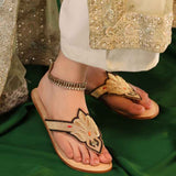 Shahkaar – Handcrafted Leather Slider with Tilla Work For Women