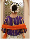 Elegant Embroidered Raw Silk Lehenga Choli with Sitara Dupatta For Girls