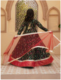 Festive Screen Printed Maxi with Net Dupatta For Girls
