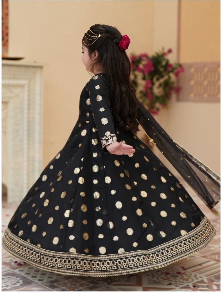 Elegant Banarsi Organza Maxi with Sitara Net Dupatta For Girls