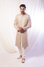 Golden Color Embroidered Sherwani For Groom/Wedding