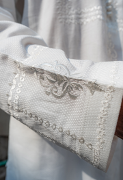 Elegant White Embroidered Kurta with Farshi Shalwar For Men