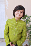 Elegant Dhani Green Prince Coat For Boys