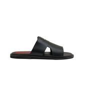 Classic Black Leather Men's Slippers For Men