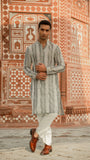 Gray Chikankari Embroidered Kurta for Men For Men