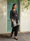 Noir (Black) – Embroidered 2-Piece Cotton Lawn Outfit For Women