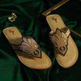 Shahkaar – Handcrafted Leather Slider with Tilla Work For Women