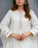 Pearl White – Cotton Silk 3 Piece Suit For Women