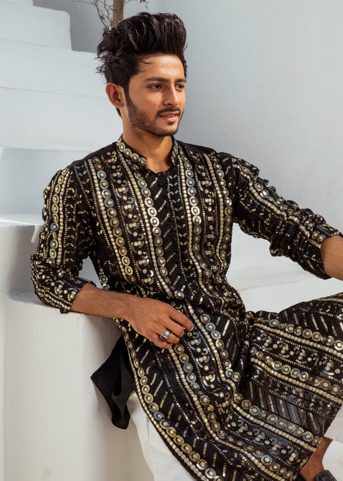 Black Chanderi Kurta Pajama – Elegant & Comfortable For Men