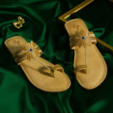 Elegant Leather Khoulapuri with Tilla Work For Women