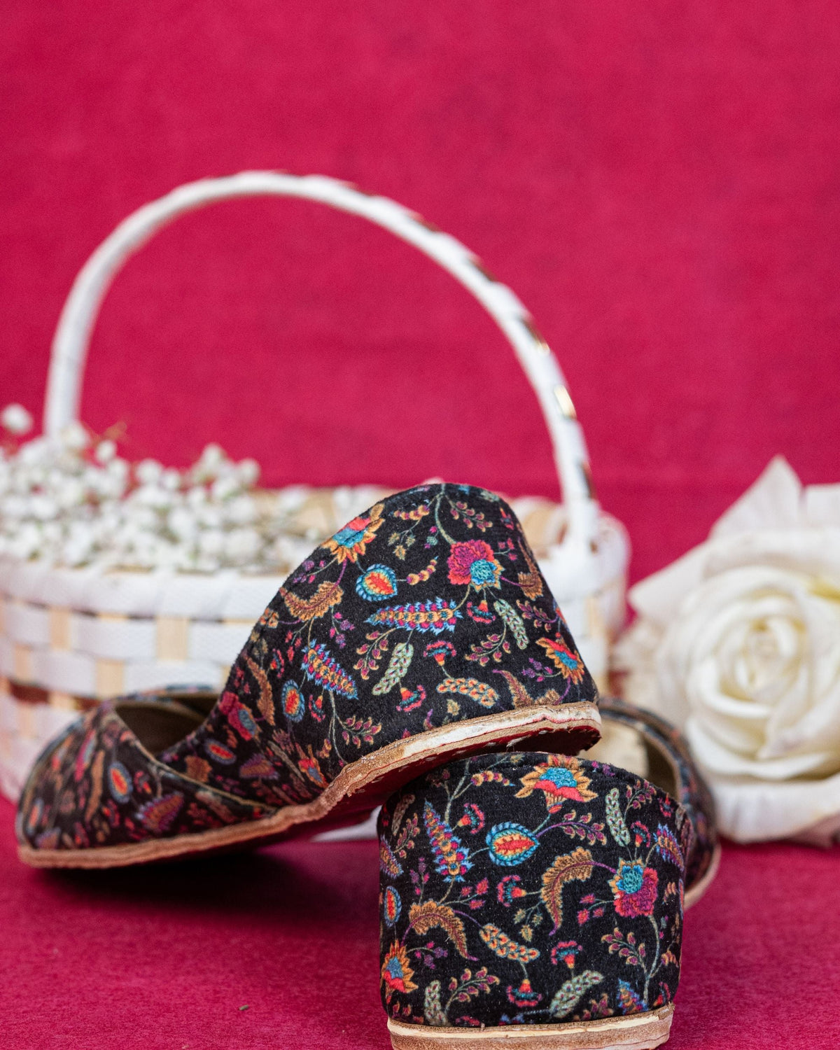 Midnight Bloom Floral Khussa For Women