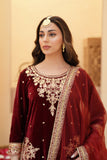 Zeba Maroon Burgundy Velvet Shirt & Sharara with Dupatta For Women