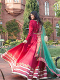 Rubi Red Chiffon Choli with Raw Silk Lehenga & Net Dupatta For Women