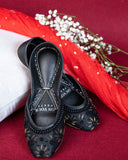 Majestic Gold, Black & White Embroidered Juttis For Women