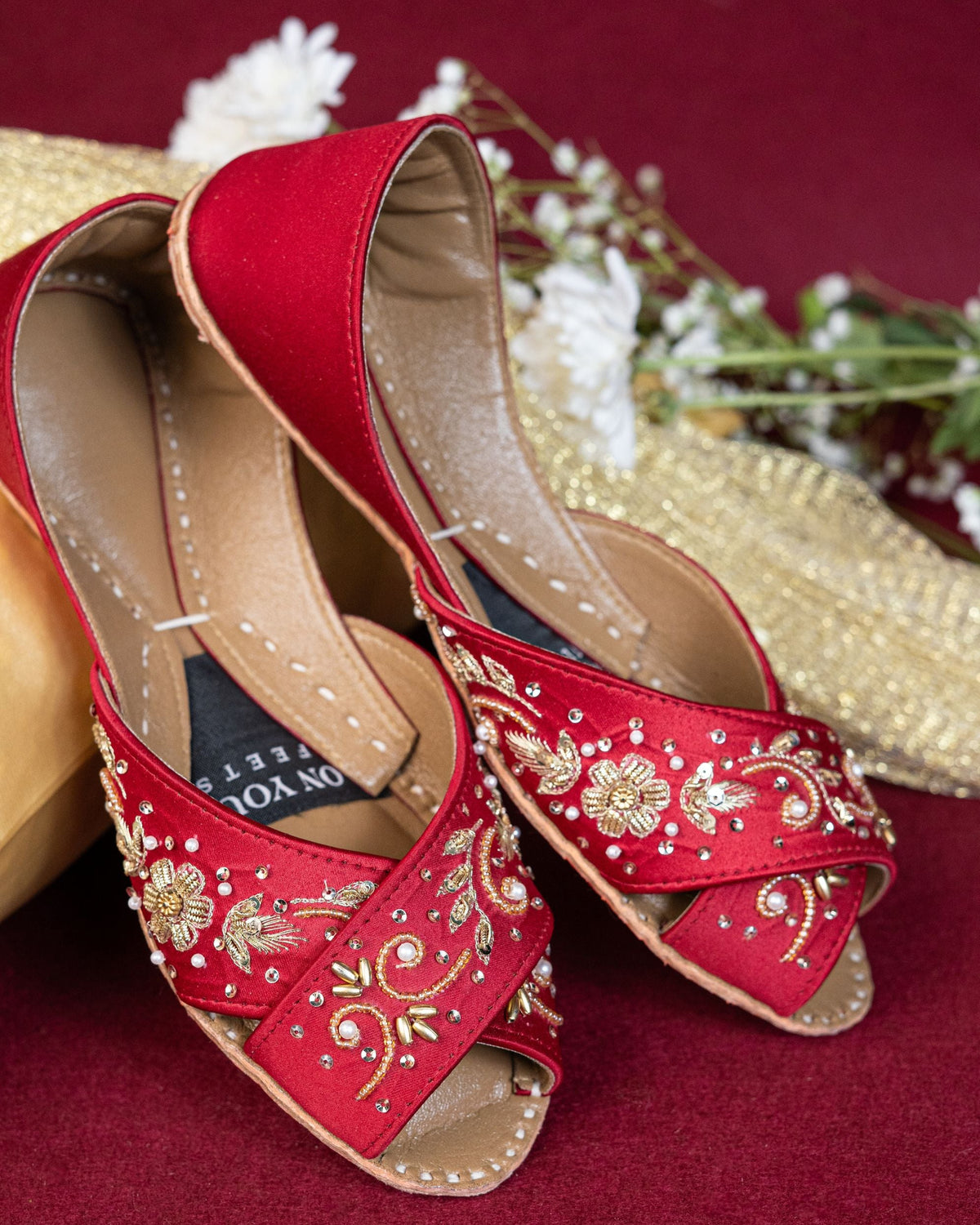 Royal Red Embroidered Khussa For Women