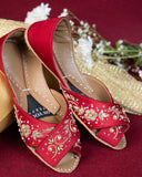 Royal Red Embroidered Khussa For Women
