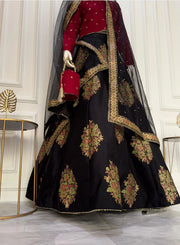 Nigaar Red Chiffon Lehenga Choli with Net Dupatta For Women