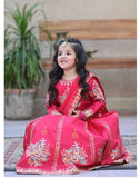 Elegant Block Printed Raw Silk Lehenga Choli For Girls