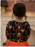 Orange Gotta Tilla Embroidered Lehenga Choli For Girls