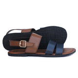 Tan & Blue Color Leather Sandals For Men