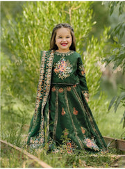 Luxury Block Printed Raw Silk Lehenga Choli For Girls