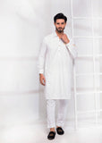 Off-White Color Signature & Sleeves Embroidered Kurta Pajama For Men