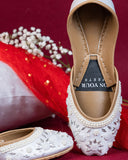 Majestic Gold, Black & White Embroidered Juttis For Women