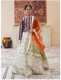 Elegant Embroidered Raw Silk Lehenga Choli with Sitara Dupatta For Girls