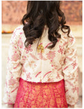 Pink Gotta Embroidered Raw Silk Lehenga Choli For Girls