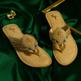 Handcrafted Leather Sandal with Tilla Work For Women