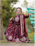 Royal Block Printed Raw Silk Lehenga Choli For Girls