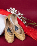 Majestic Gold, Black & White Embroidered Juttis For Women