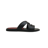 Premium Black Leather Classic Slippers For Men
