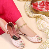 Ombre Oasis Pink Handcrafted Floral Khussa For Women