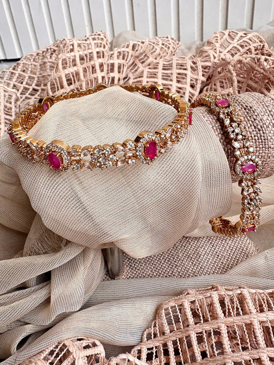Ruby Bloom Zircon Luxury Bangle For Women