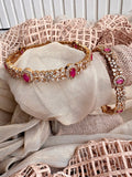 Ruby Bloom Zircon Luxury Bangle For Women