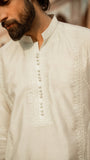 White Chikankari Embroidered Kurta For Men