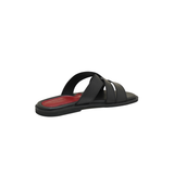 Premium Black Leather Classic Slippers For Men