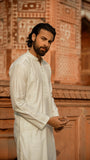 White Chikankari Embroidered Kurta For Men