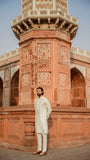 White Chikankari Embroidered Kurta For Men