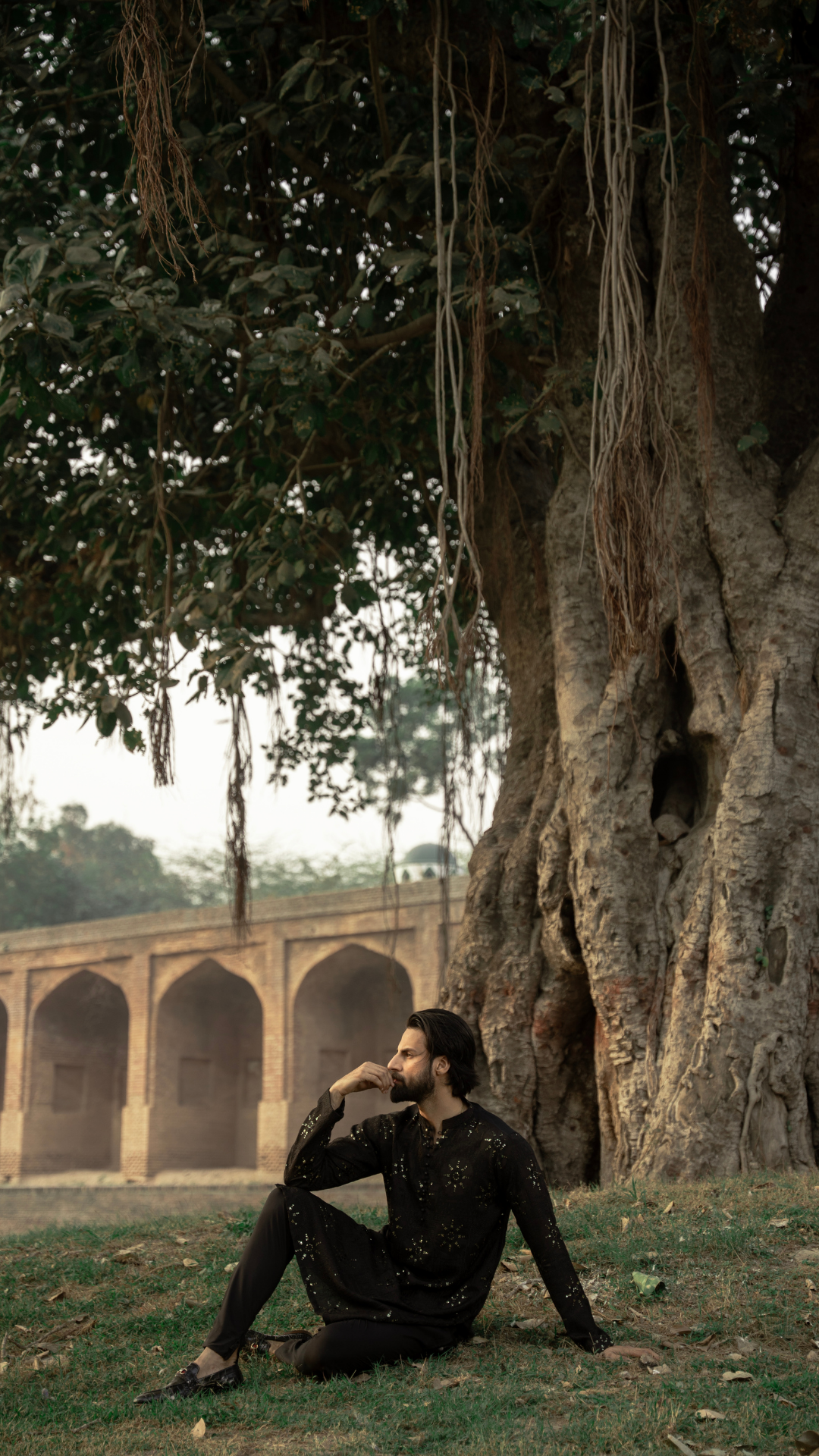 Black Chikankari Embroidered Designer Kurta For Men