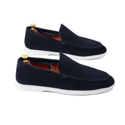 Premium Suede Leather Casual Shoes with White Rubber Sole for Men
