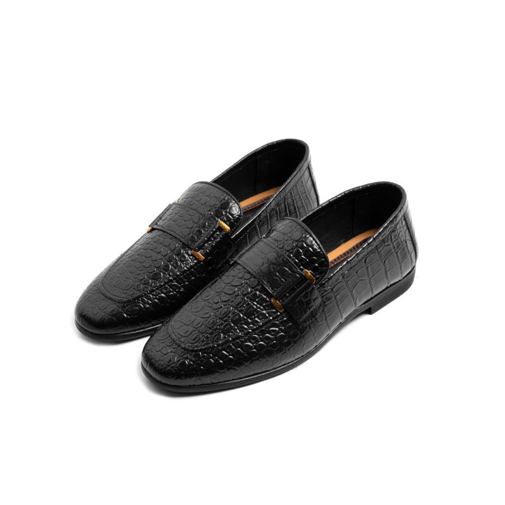 Premium Croc-Printed Leather Loafers for Men