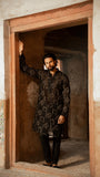 Black Luxury Chikankari Embroidered Kurta For Men