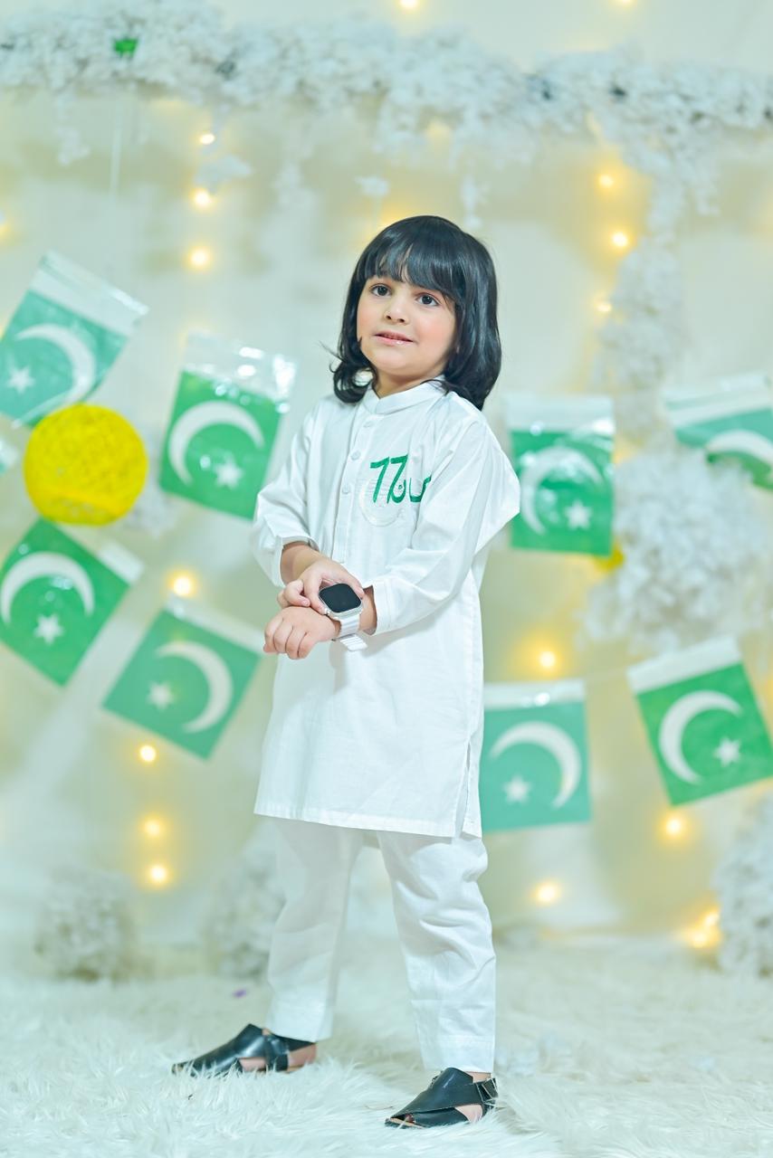 14th August Boys Hand Embroidered Lawn Shalwar Kameez For Boys