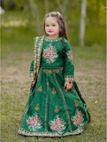 Luxury Block Printed Raw Silk Lehenga Choli For Girls