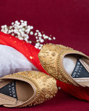 Majestic Gold, Black & White Embroidered Juttis For Women