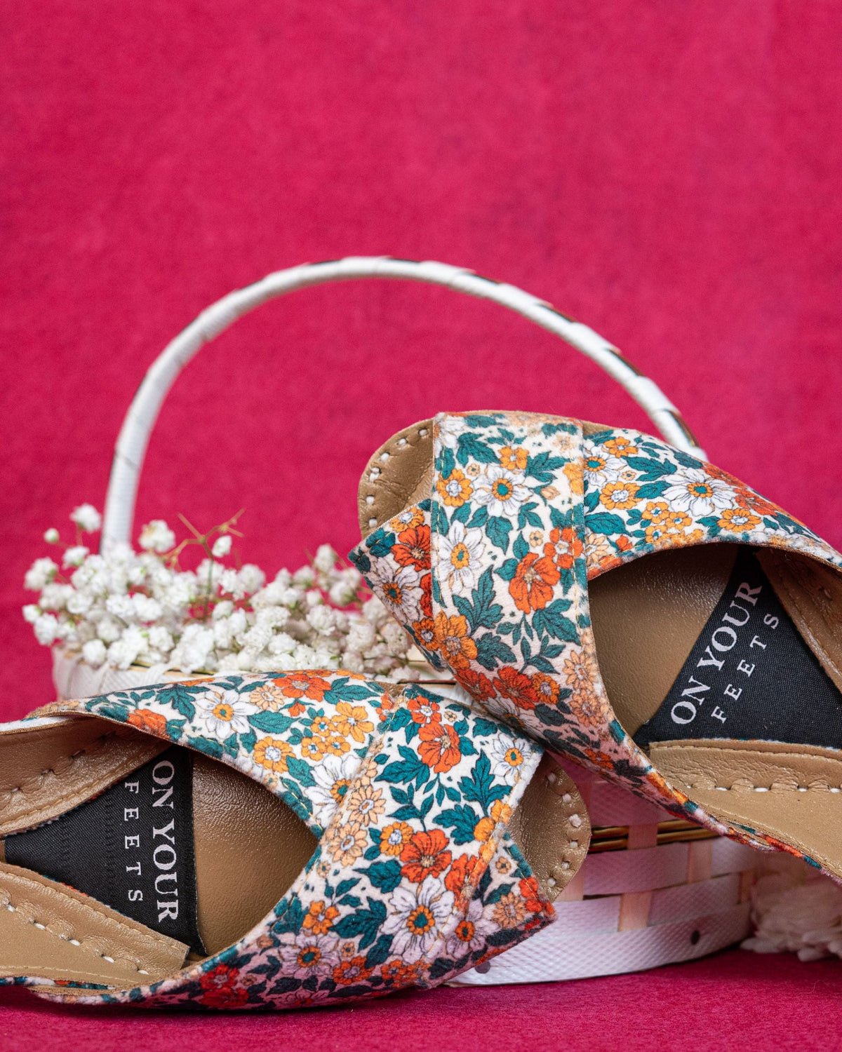 Floral Bloom Peep-Toe Khussa For Women