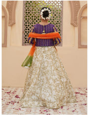 Elegant Embroidered Raw Silk Lehenga Choli with Sitara Dupatta For Girls