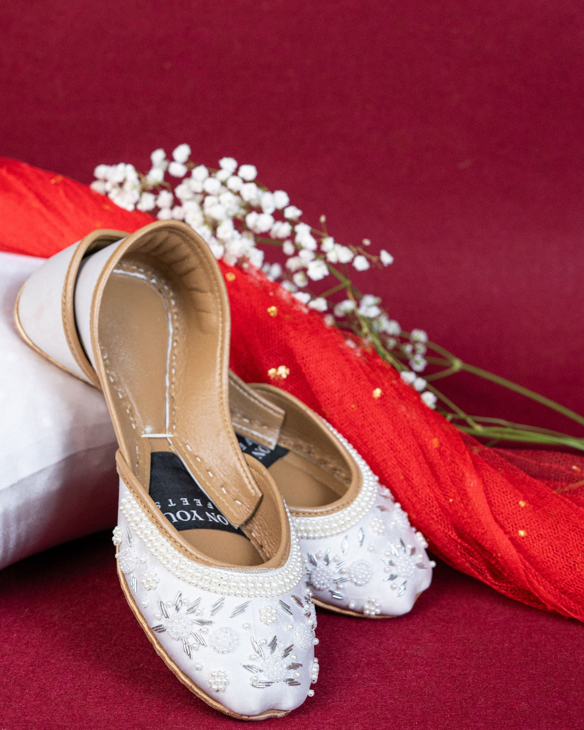 Majestic Gold, Black & White Embroidered Juttis For Women